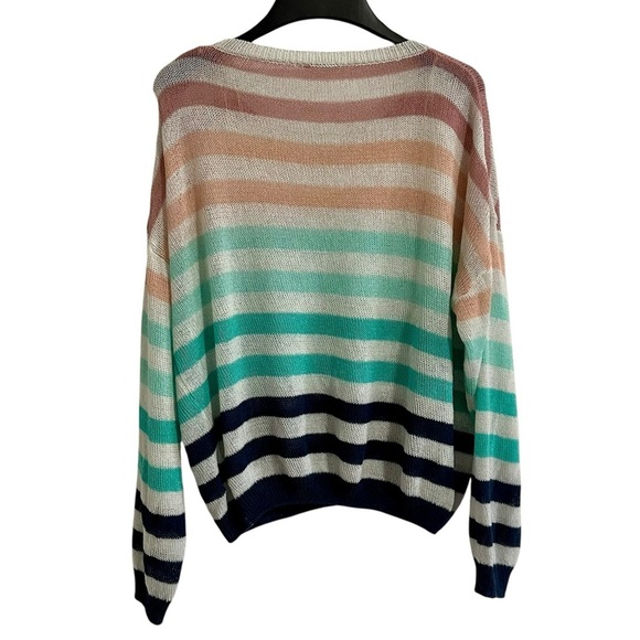 Eesome Pastel Striped Open Knit Light Women's Sweater M - Picture 5 of 5